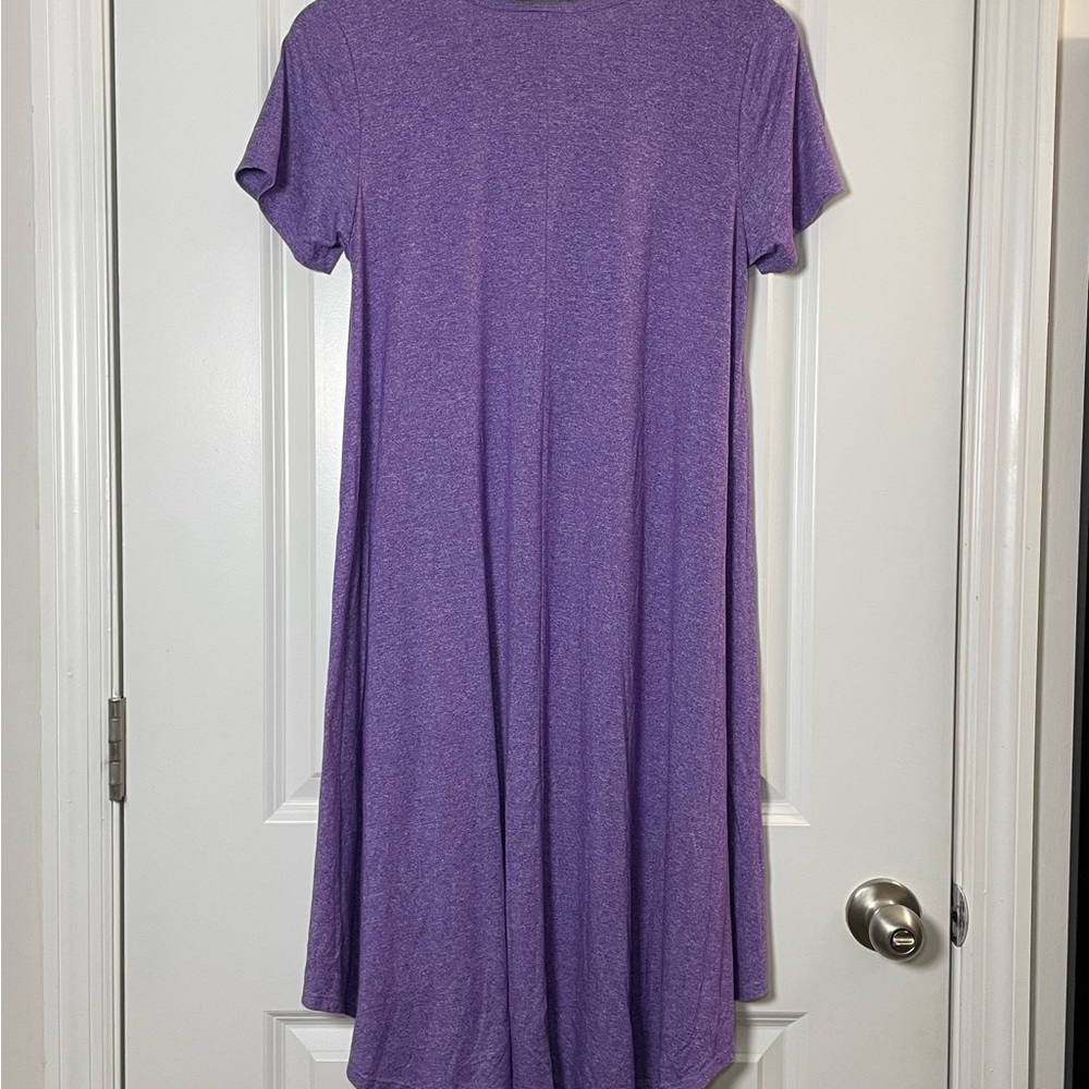 LuLaRoe Purple High Low Swing Dress XS Short Sleeve Casual Flowy T-Shirt - Picture 2 of 6